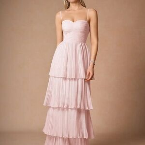 Azazie Atelier Isla Powder Pink Tiered Maxi Dress